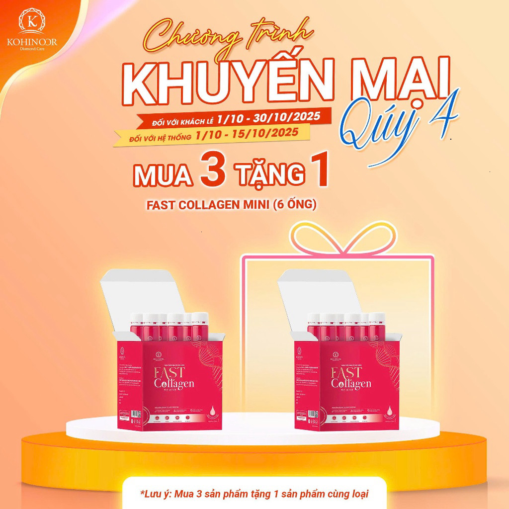 [Hộp nhỏ 6 ống 25ml] Nước uống Collagen - Fast Collagen Kohinoor, ngăn ngừa lão hóa, tái tạo da, giả