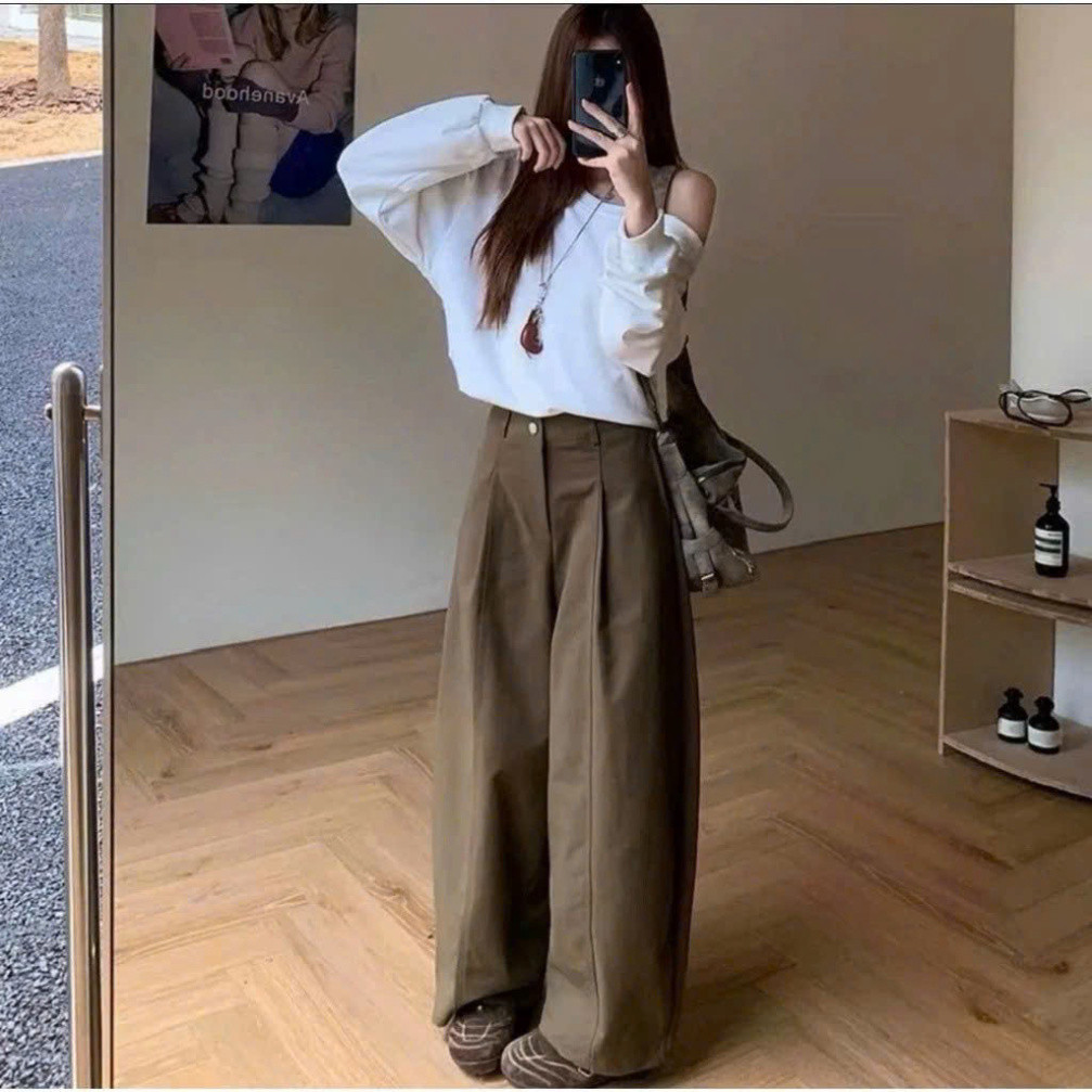 ( TẶNG DÂY LƯNG )  Quần kaki ống rộng Fom thụng, quần suông kaki basic chun sau kiểu dáng Hàn quốc ( CÓ BẢN NẤM ) | BigBuy360 - bigbuy360.vn
