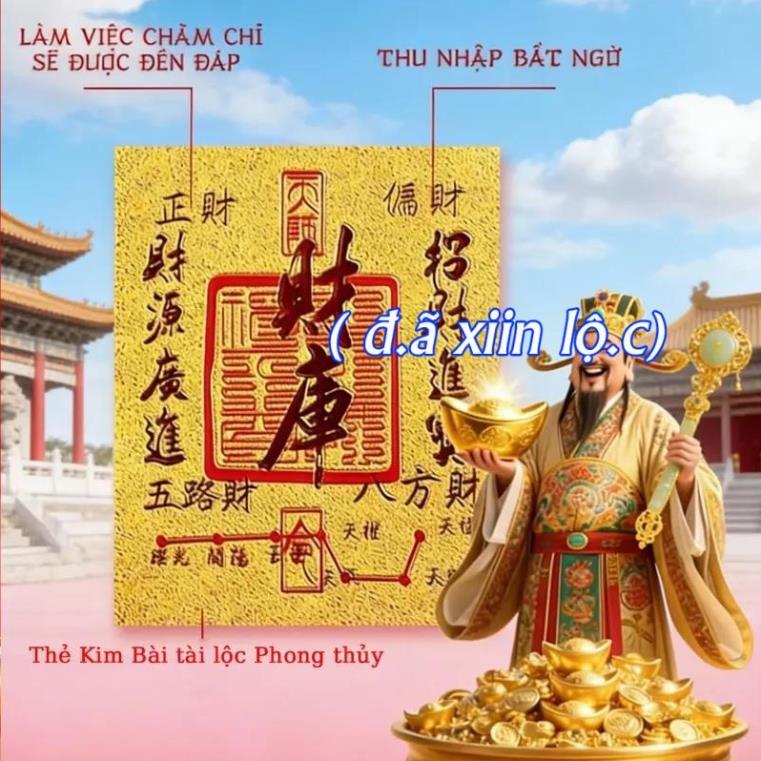 < Lộc Tết > Lá Vàng Tài Khố Thu Hút Tài Lộc May Mắn , có thể dán điện thoại, bóp ví , 8386