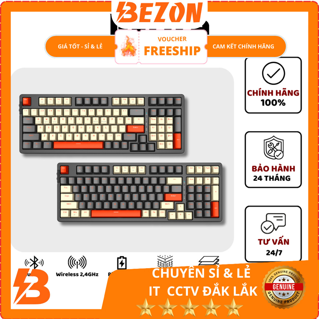 Bàn Phím Cơ EDRA EK398/EK398L/EK398PRO, Bàn Phím Gaming Bluetooth / Wireless 2.4Ghz - Bảo Hành 2 Năm