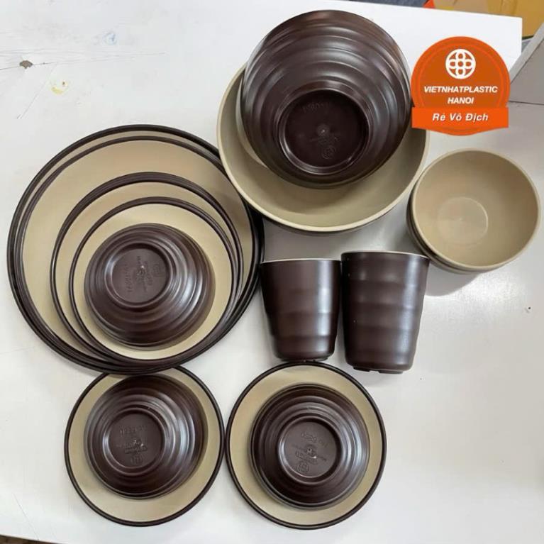 Đĩa nhựa, bát nhựa, đĩa chấm thái 2 màu 5 size nhựa Việt Nhật cao cấp, đĩa nhựa tròn đựng đồ ăn hoa quả sang trọng