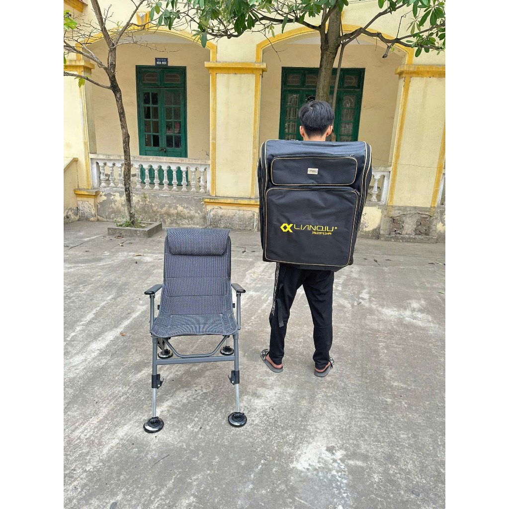 Ghế Địa Hình Lianqiu hàng loại 1 Chính Hãng- Ghế Câu Cá Cao Cấp, Kèm Balo gykkz
