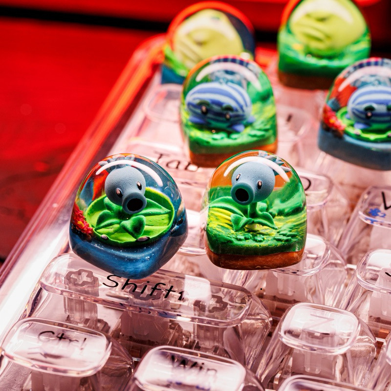 Nút bàn phím cơ Plants vs Zombies, Keycap resin Plant vs Zombies, Keycap artisan Plants vs zombies