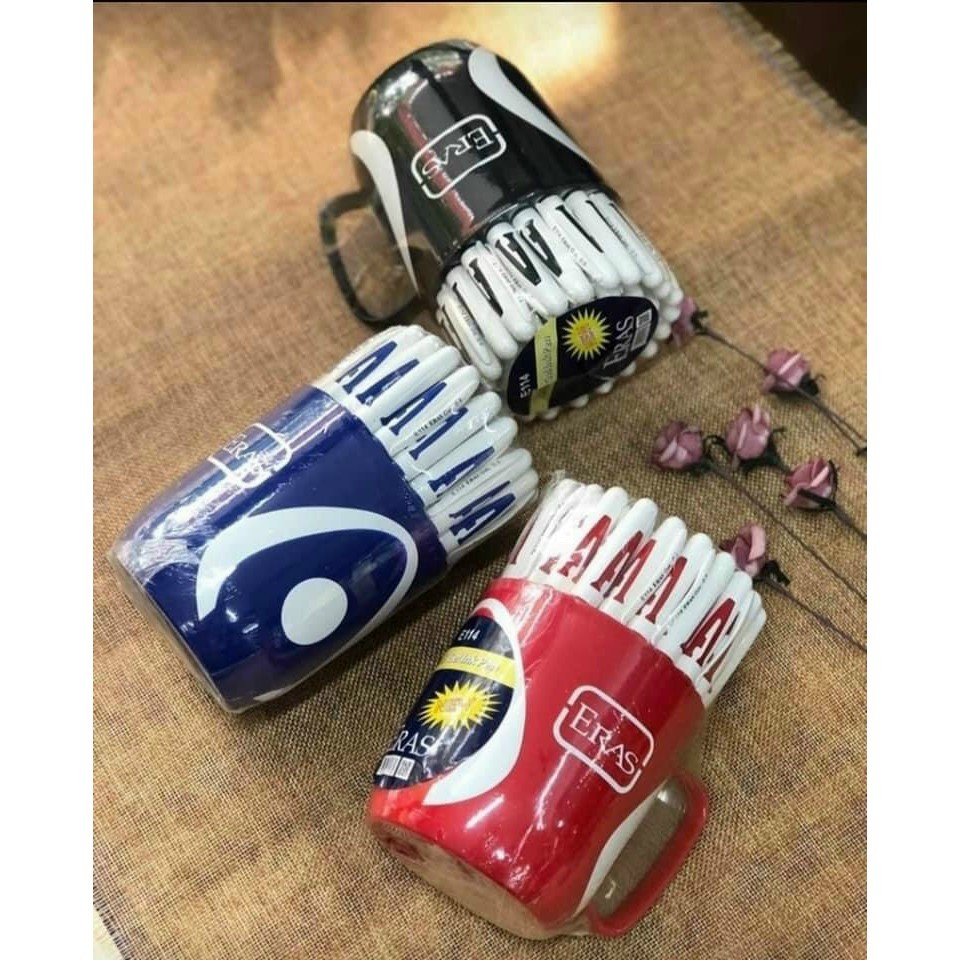 [ERASHN] Cốc 48 Chiếc Bút chữ A Eras E114 (Xanh/Đen/Tím/Đỏ)