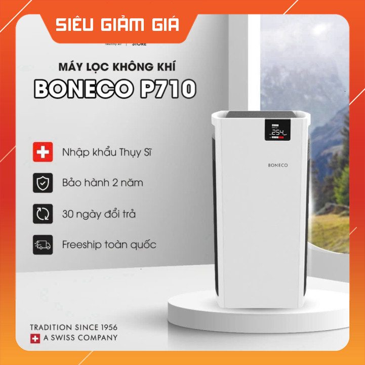 Nhắn Tin để đặt hàng Máy Lọc Không Khí Cao Cấp BONECO P710 Khử Mùi, khử khí độc, lọc bụi mịn cho Phò
