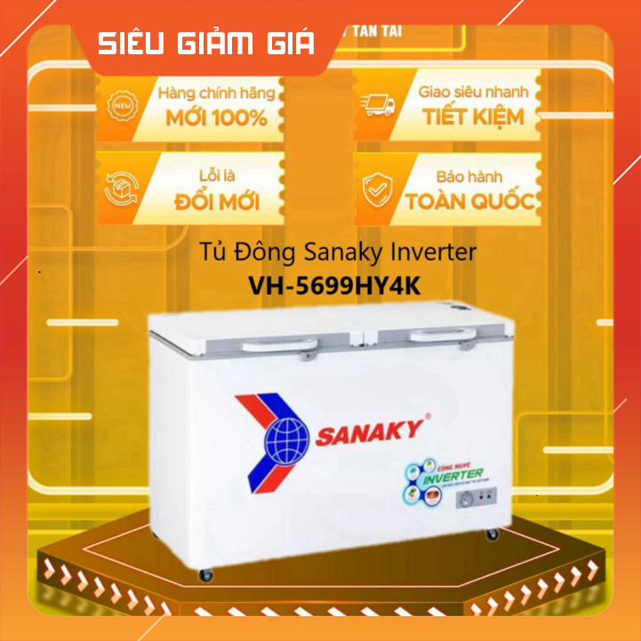 Nhắn Tin để đặt hàng [TẤN TÀI LĐ 0Đ] VH-5699HY4K - Tủ Đông Sanaky VH-5699HY4K Inverter - MIỄN PHÍ GI