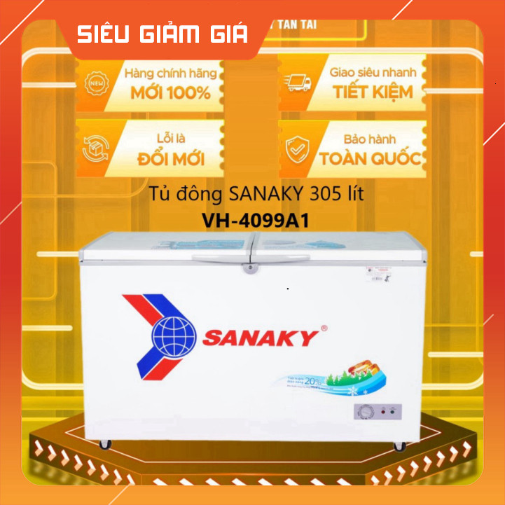 Nhắn Tin để đặt hàng VH-4099A1 - Tủ đông SANAKY 305 lít VH-4099A1 - 1 NGĂN đông, DÀN LẠNH ĐỒNG, MIỄN