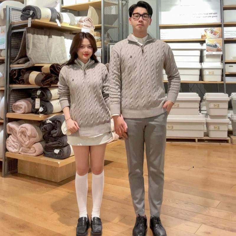 Áo Len Ngựa Half Zip Vặn Thừng By Wearway Chất Len Lông Thỏ Loại 1 Nam Nữ Menswear