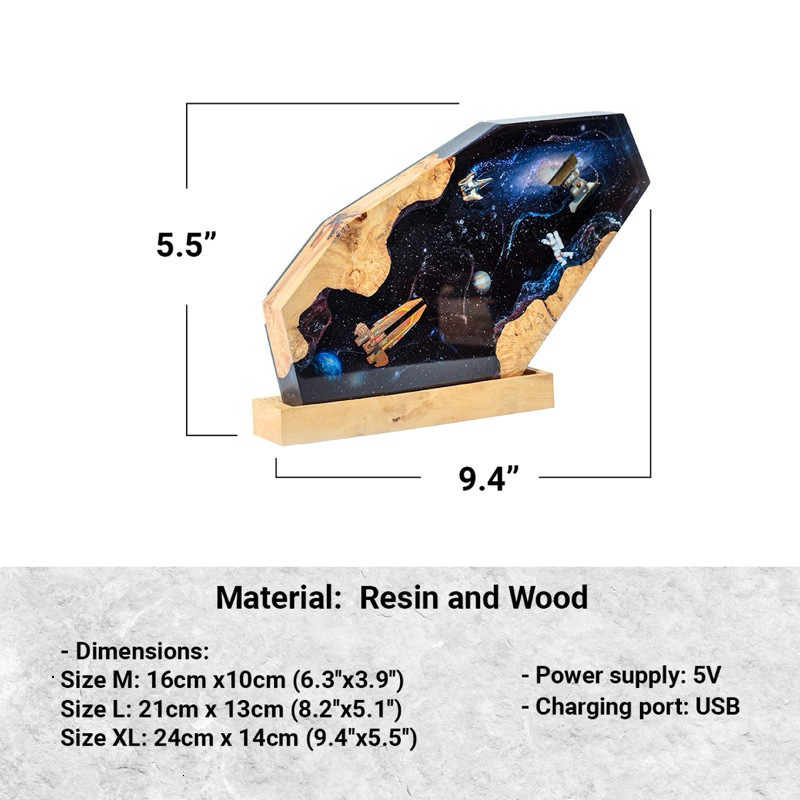 Tổng hợp Đèn gỗ resin epoxy Galaxy, Lamp resin epoxy Galaxy, Night Light Resin Epoxy Custom Handmade