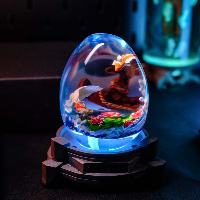 Đèn gỗ resin epoxy Cá Koi, Lamp wood resin epoxy Koi Fish, Lamp wood resin epoxy custom handmade