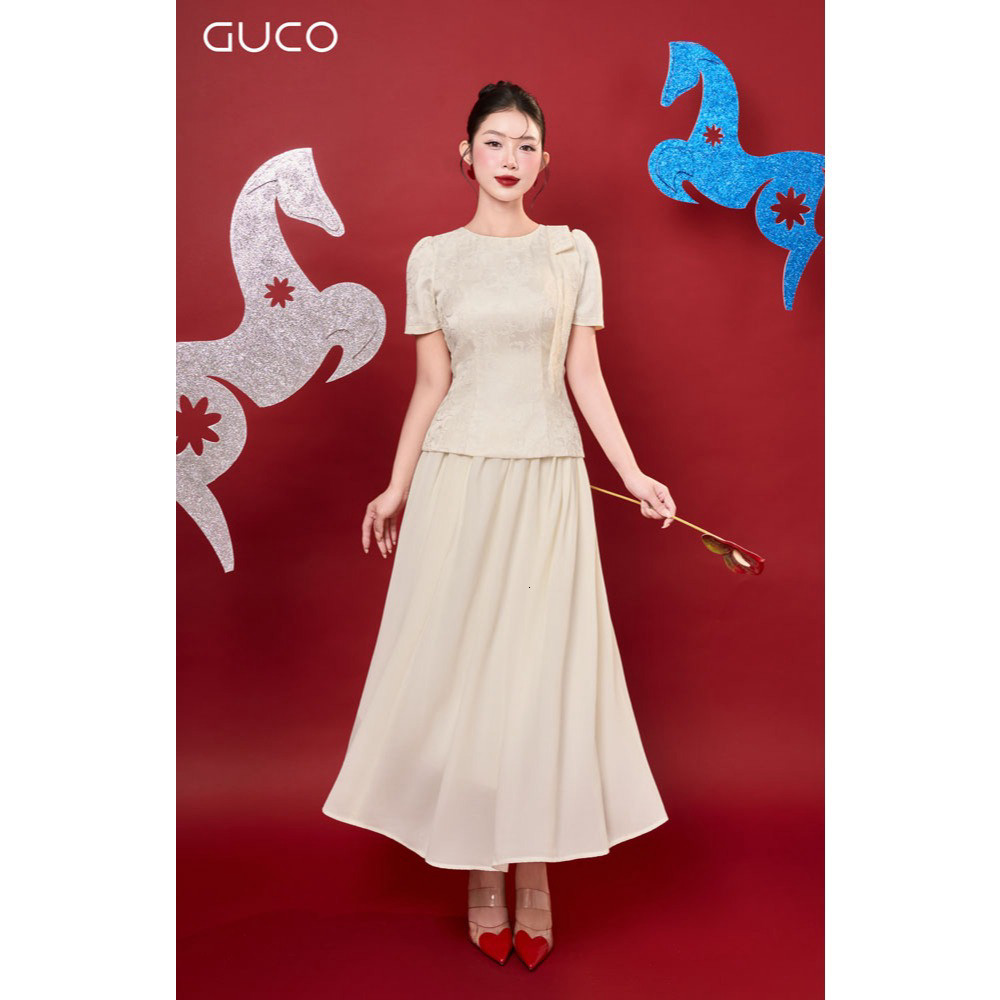 áo khoác , áo len ÁO GẤM HOA GUCO KIỂU THẮT NƠ 1 BÊ