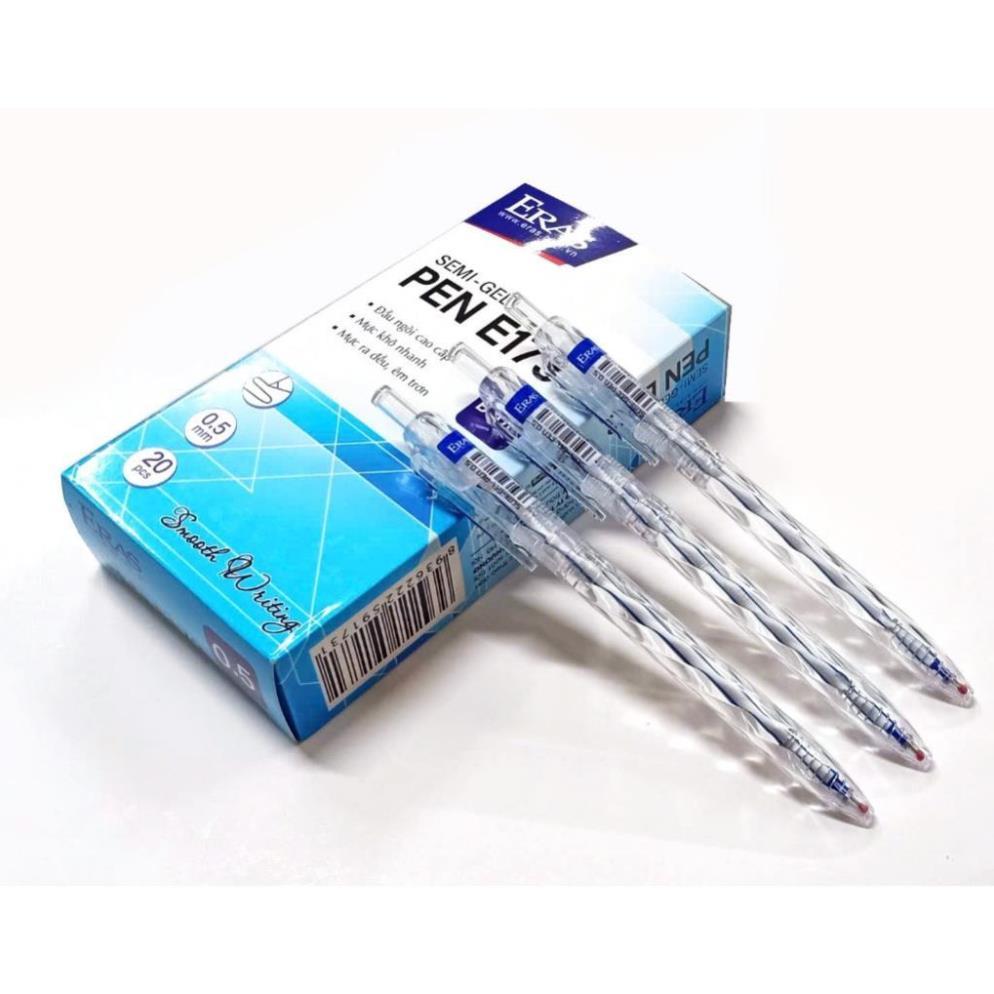 [ERAS] CB 10 Chiếc Bút Bi Bấm Thân Trong Ngòi 0.5mm Eras E173, Tay cầm định vị êm trơn