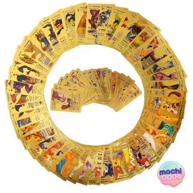 Thẻ Bài Pokemon Mạ Vàng-Bạc-Đen Set 10 Thẻ - Gói Đa Số Vàng