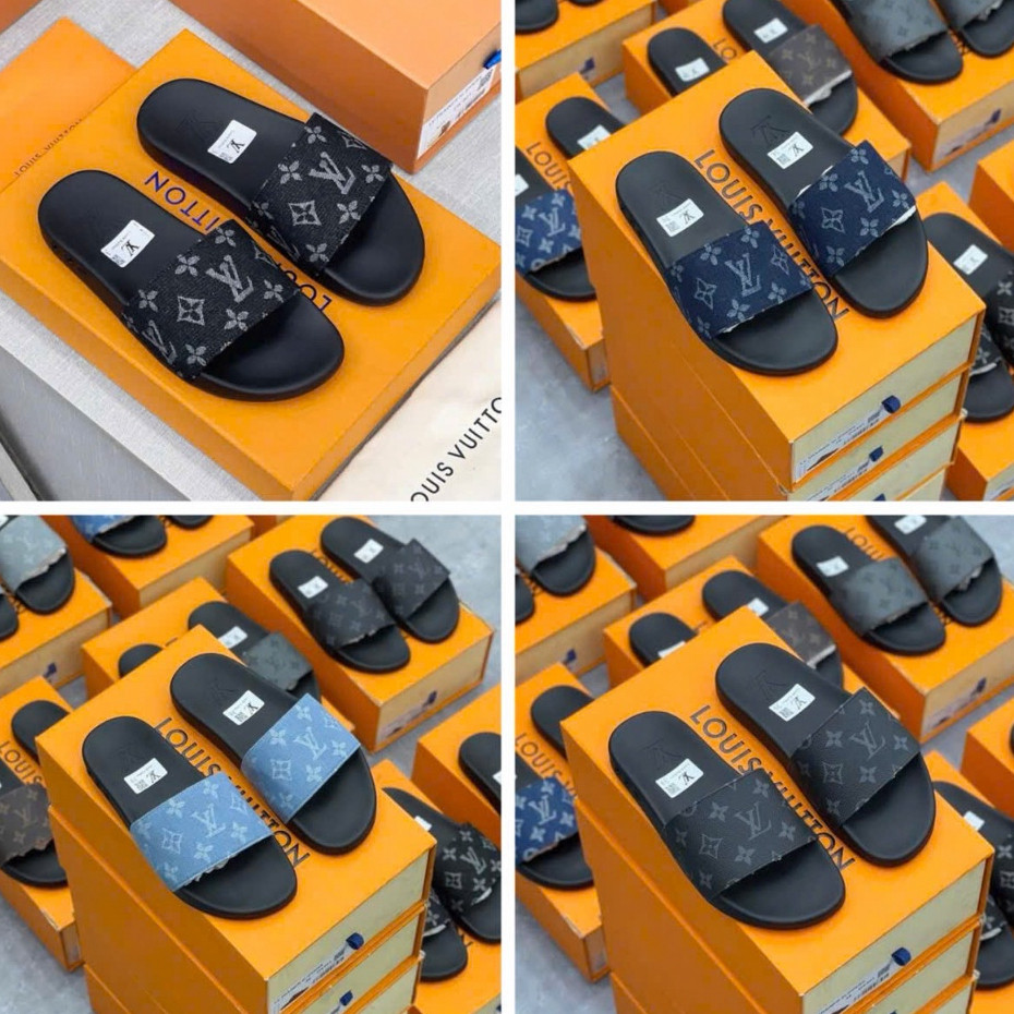Dép Nam LV Quai Ngang HÀNG 2 lớp In Hoa Cực Đẹp - Dép L-V Nam NEW 2026
