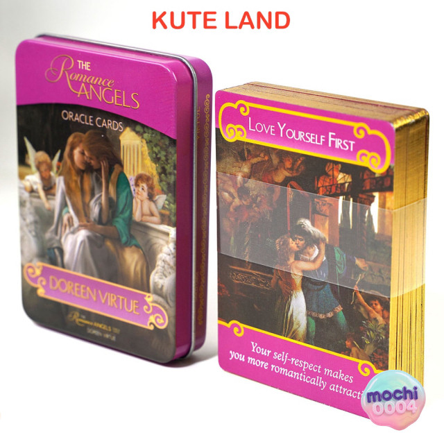 Bộ Bài Fortune Telling Romance Angels Oracle Trị Giá 44 Lá Hộp Vàng Chống Trầy Tặng File + Đá Tẩy