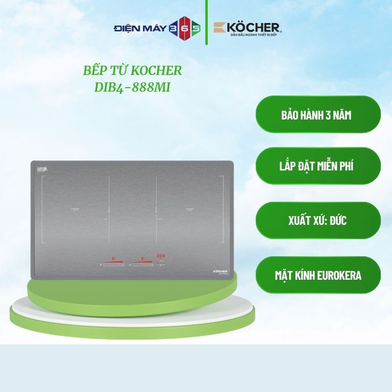 Bếp từ đôi lắp âm Kocher DIB4-888MI / DIB4-888W - Inverter tiết kiệm điện năng - Hỗ trợ lắp đặt