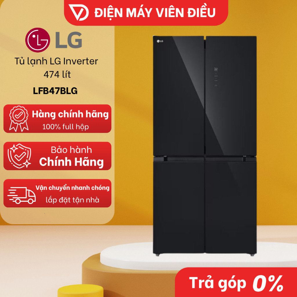 [FREESHIP NGHỆ AN] Tủ lạnh LG Inverter 474L LFB47BLG – Làm lạnh nhanh, tiết kiệm điện
