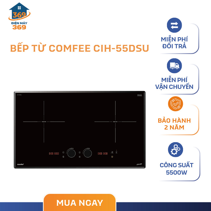 Bếp Từ Comfee CIH-55DSU – Công Suất 5.500W – Chức Năng AI Connect Tự Liên Kết Bếp Và Hút Mùi – SMC