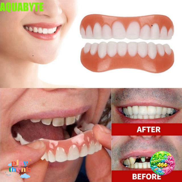 Răng Giả Thoải Mái Smile AQUABYTE Silicone Tháo Rời, Không Affect Veneers, Niềng Răng Khớp