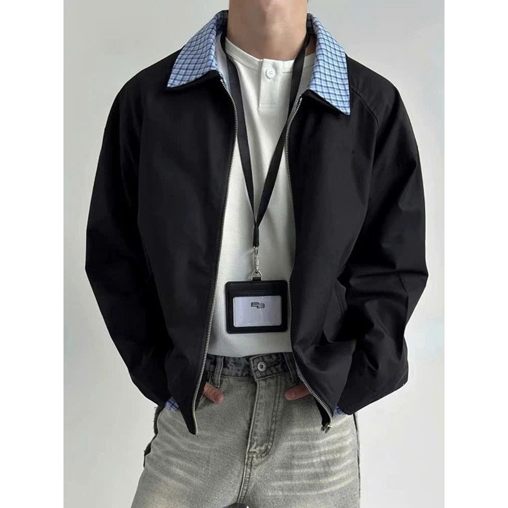 Áo gió phối cổ sơ mi sọc xanh - áo khoác nam hàng mới về designed by Nice Clothes G68