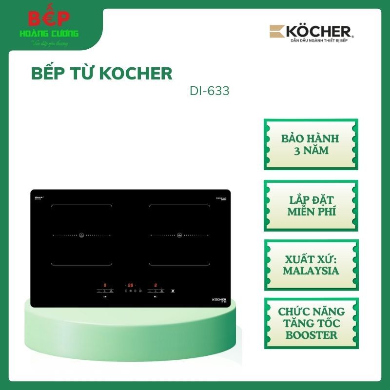 Bếp từ đôi lắp âm Kocher DI-633 - Điều khiển cảm ứng - Mâm nấu Trinno gia nhiệt nhanh