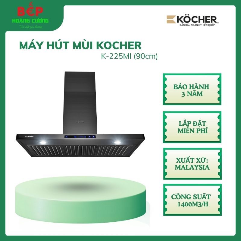 Kocher K-225MI - Máy hút mùi Kocher K-225MI chữ T inox kính cao cấp - Điều khiển cảm ứng