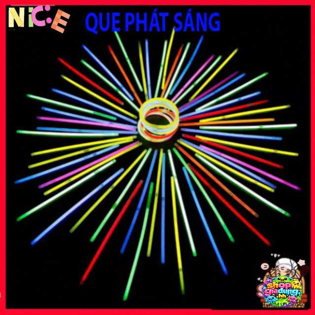 Que Dạ Quang 100 Màu Xanh Đen Kèm 100 Đầu Nối CA888 - Combo Thời Thượng