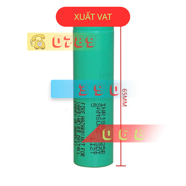 Pin sạc 18650 Samsung 2500mAh 20A INR18650-25R RM chính hãng