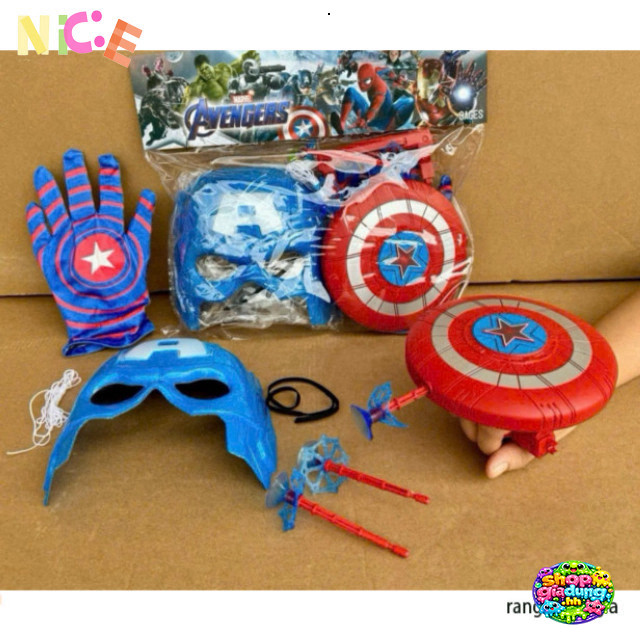 Captain America Đồ Chơi Siêu Anh Hùng Set Găng Tay - Khiên - Nỏ - Mặt Nạ