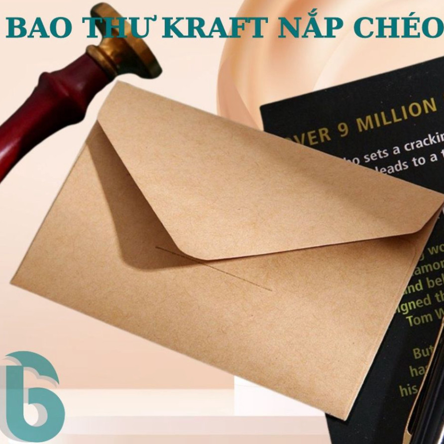 [BAO THƯ] COMBO 50 BAO THƯ GIẤY KRAFT NẮP CHÉO - PHONG CÁCH VINTAGE GIÁ RẺ, CHẤT LƯỢNG - BAOBIVVP