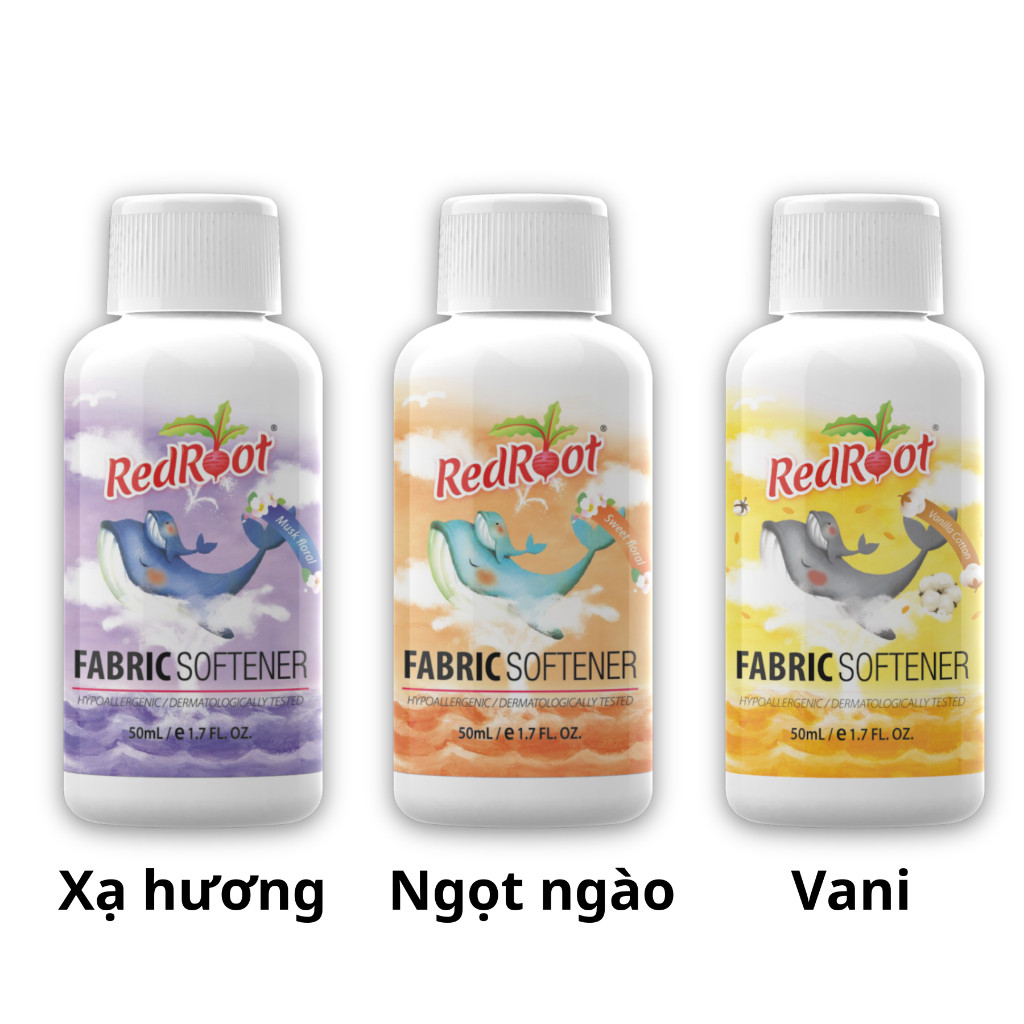 Nước giặt - xả quần áo thuần chay cho bé chính hãng Redroot Hàn Quốc, chai du lịch 50ml