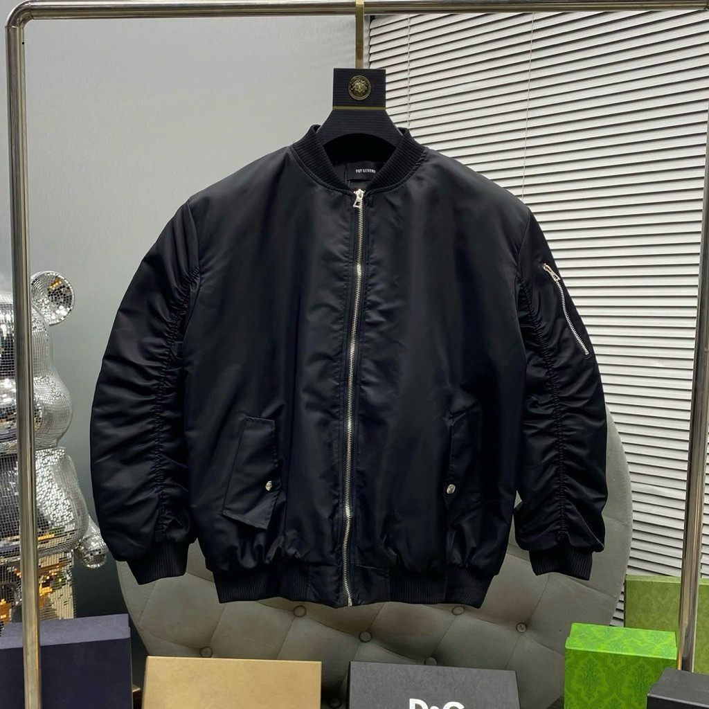 Áo khoác bomber gió nam nữ PB đen thêu chữ da Purpose Tour lưng phối túi khoá tay t Ht2k6QC  2025