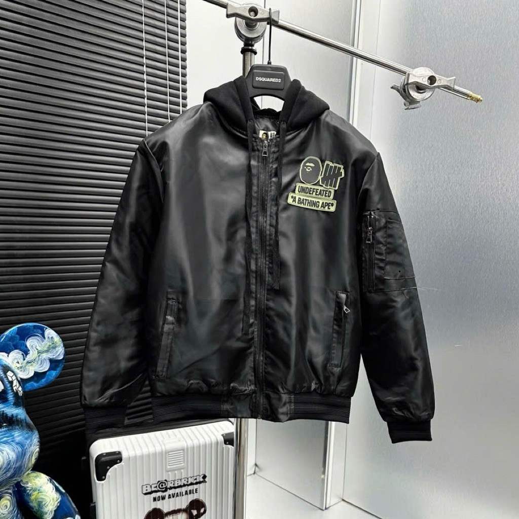 Áo khoác bomber nam nữ Báp Bơ ngực thêu mác xanh lưng dệt item mặt quỷ authentic cosmetic  2025