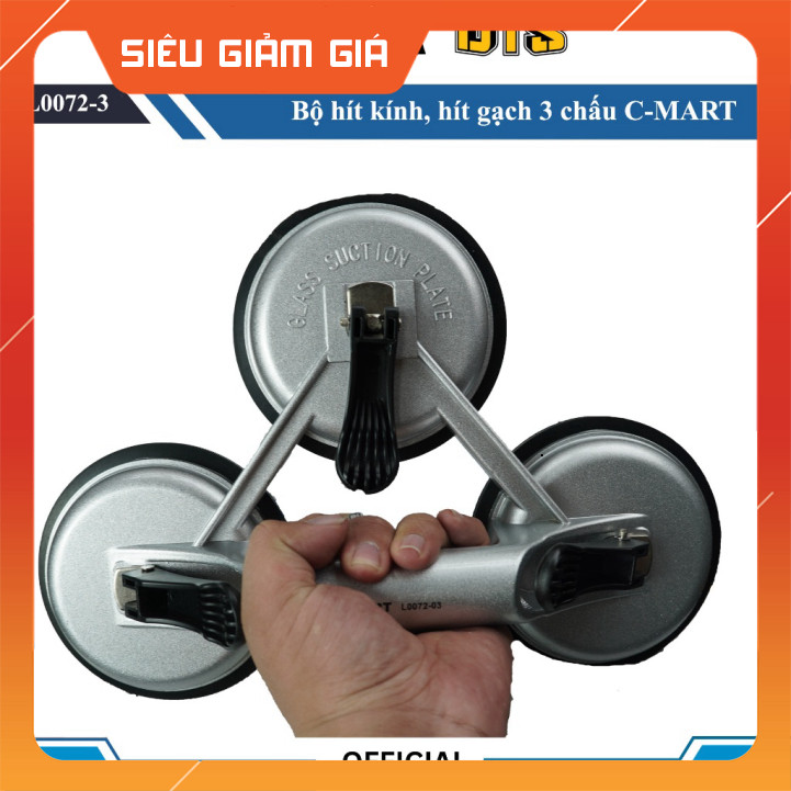 C-MART | Tay hít kính công nghiệp 3 chấu L0072-3, thiết kế cứng cáp, chịu lực cao