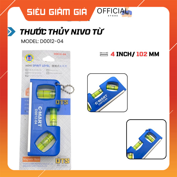 C-MART | Thước thủy mini 100mm D0012-04, thiết kế nhỏ gọn, dễ mang theo