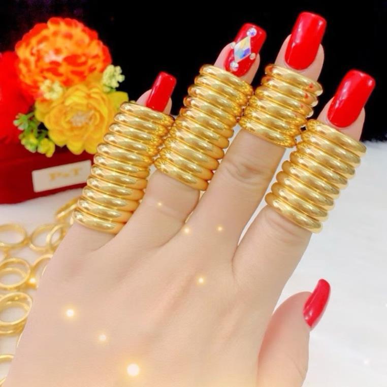 Nhẫn chỉ trơn mạ vàng 24K bền màu có đóng mộc 9999 ( nhẫn 1 chỉ , 2 chỉ , 3 chỉ , 5 chỉ )
