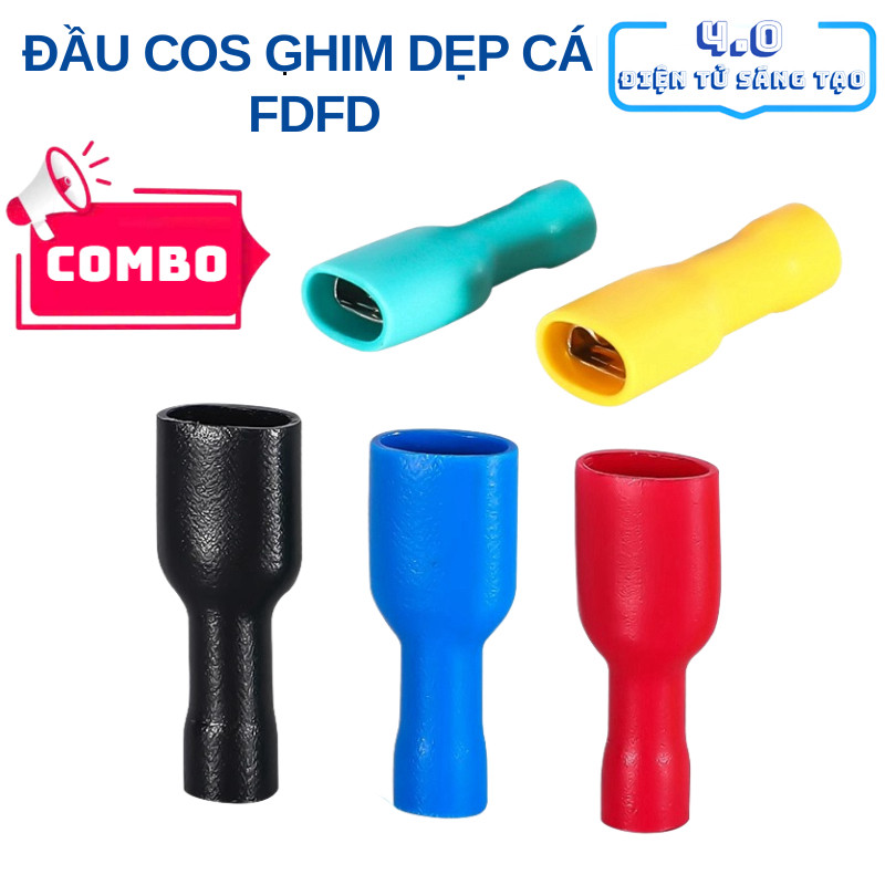 [Giá sỉ] (50C) Đầu cos ghim dẹp, cos ghim capa bọc nhựa FDFD