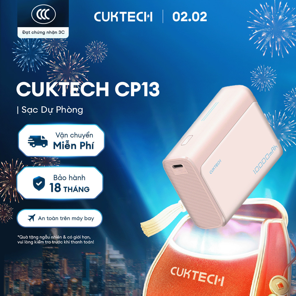 CUKTECH CP13/CP133L Sạc Di Động Kèm Cáp | Sạc Nhanh 30W Max | Dung Lượng 10.000mAh | Bảo Hành 18 Thá