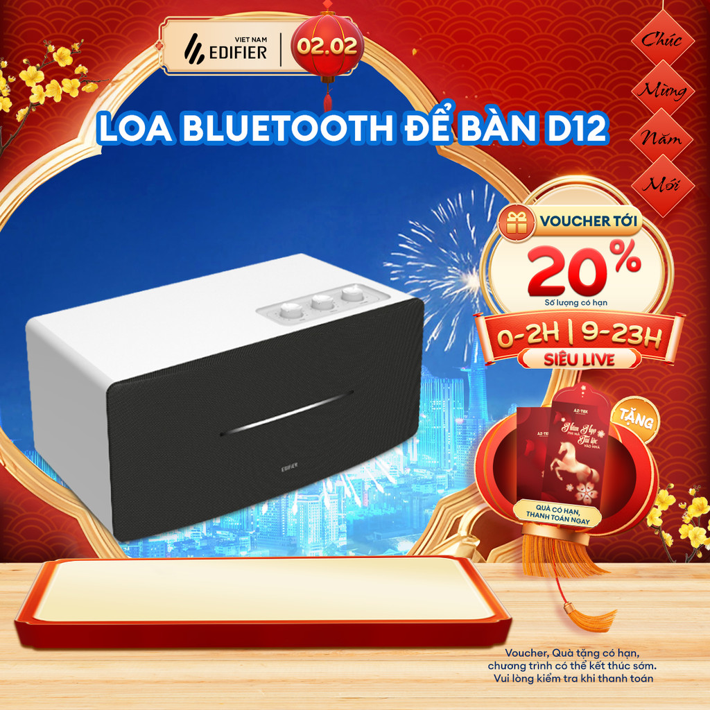 Loa Bluetooth Để Bàn EDIFIER D12 | Công Suất 70W | Vỏ Gỗ Chống Dội Âm | Âm Thanh Stereo | Bảo Hành 15 Tháng | BigBuy360 - bigbuy360.vn