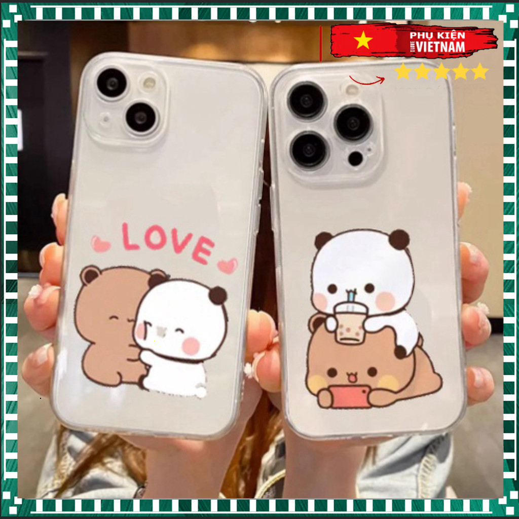 Ốp lưng iphone trong Gấu Dễ Thương Cho iphone 17 16 15 14 13 12 11 pro max plus air case xs 16e 7 8 