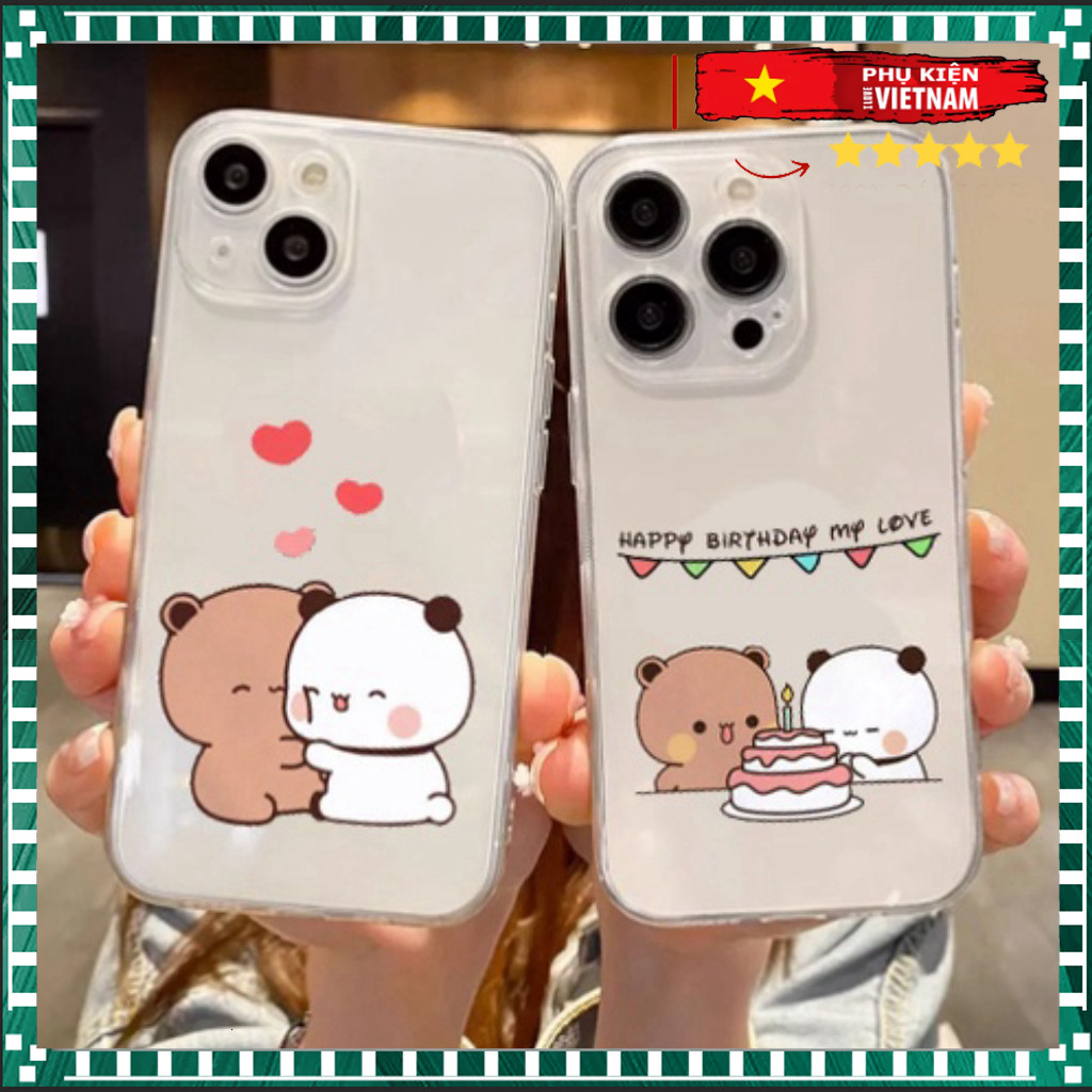 Ốp lưng iphone trong Gấu Hoạt Hình Cho iphone 17 16 15 14 13 12 11 pro max xs 6 7 8 plus ip11 ip15 i