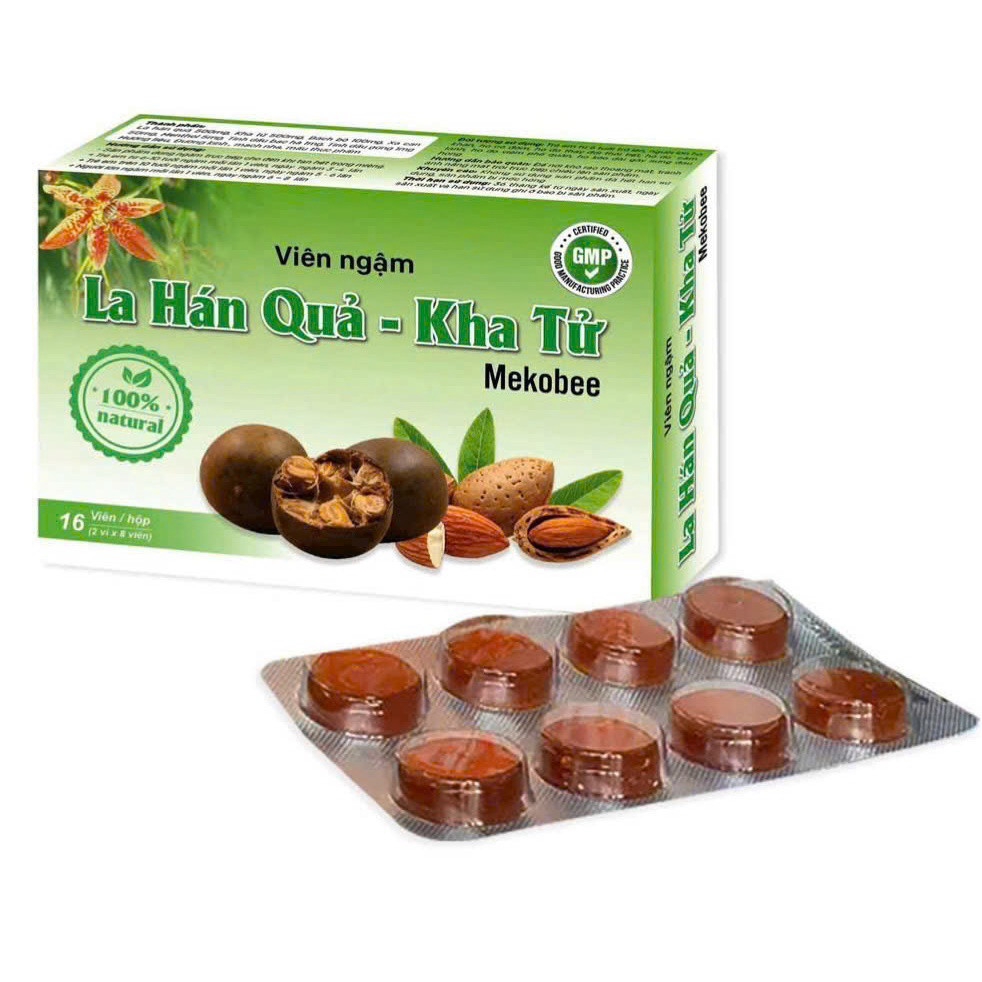 VIÊN NGẬM LA HÁN QUẢ KHA TỬ Mật ong Chanh Đào giảm ho, giảm đau rát cổ họng, bị khản tiếng noi