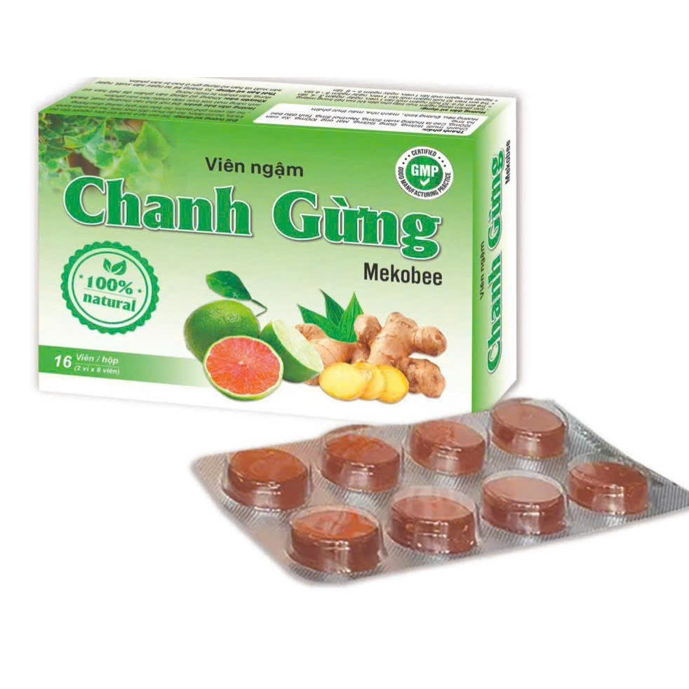 VIÊN NGẬM CHANH GỪNG Mật ong Chanh Đào giảm ho, giảm đau rát cổ họng, bị khản tiếng noi