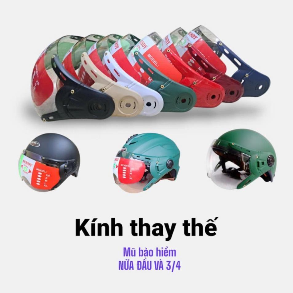 Kính thay thế cho mũ bảo hiểm Nửa đầu GRS, SUNDY, GRO, AMBY và mũ 3/4 GRS, GRO,AMBY,SUNDY- Kèm theo 