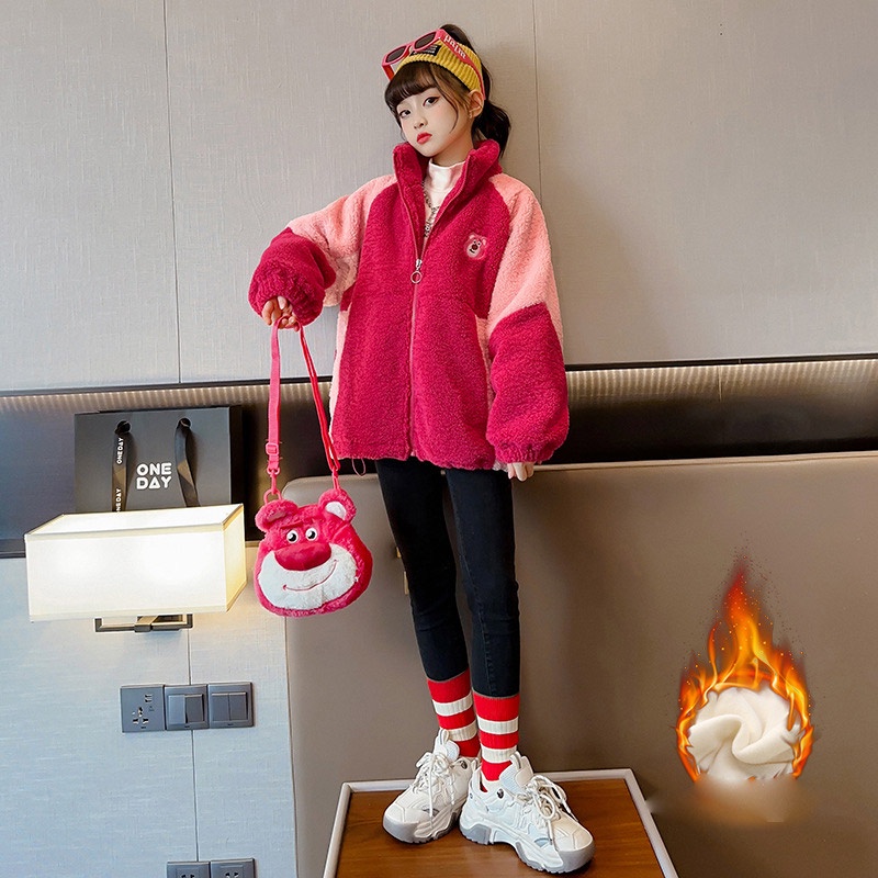 HOBIBEAR// Áo Khoác Lông Cừu Dày Dặn Thời Trang Mùa Đông Cho Bé Gái