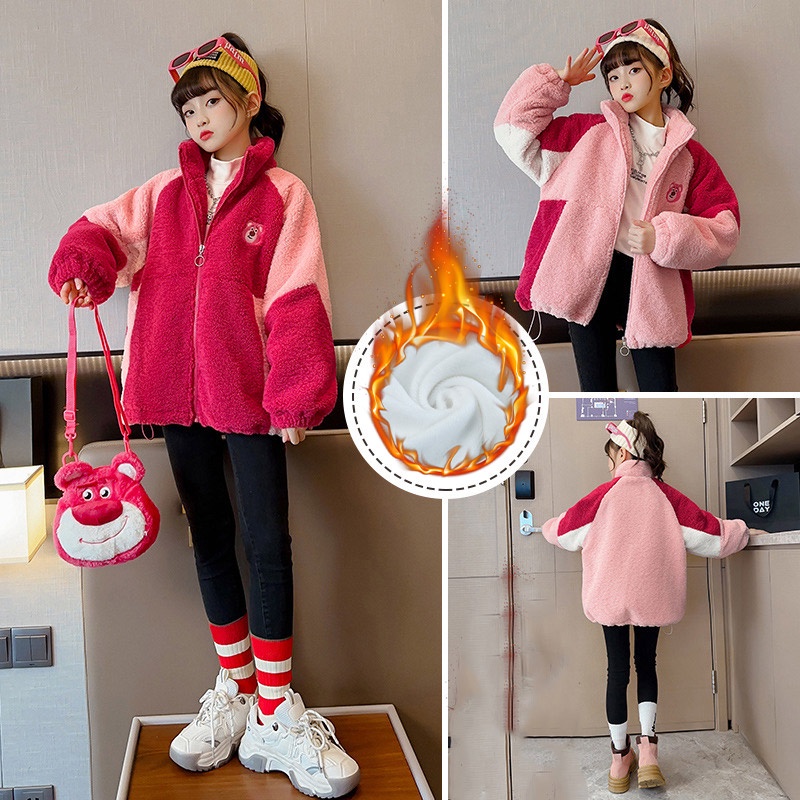 HOBIBEAR// Áo Khoác Lông Cừu Dày Dặn Thời Trang Mùa Đông Cho Bé Gái