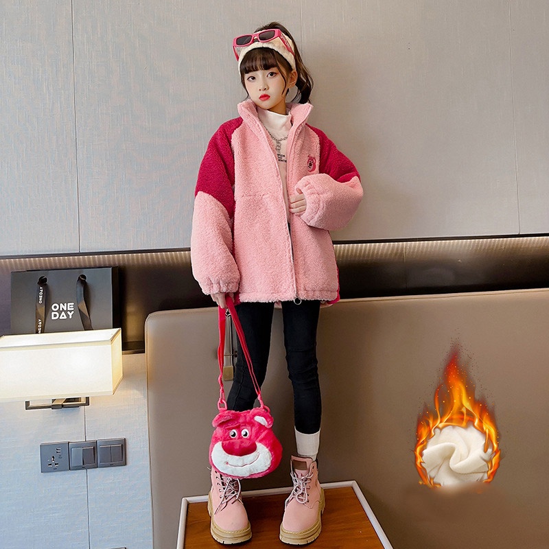 HOBIBEAR// Áo Khoác Lông Cừu Dày Dặn Thời Trang Mùa Đông Cho Bé Gái