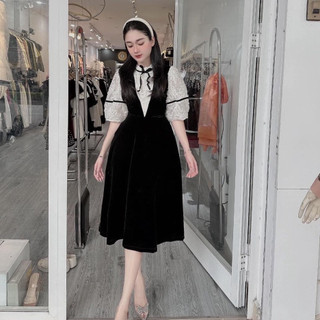 [BIGSIZE] ĐẦM NHUNG DÁNG DÀI PHỐI REN (ảnh thật ở cuối bài)