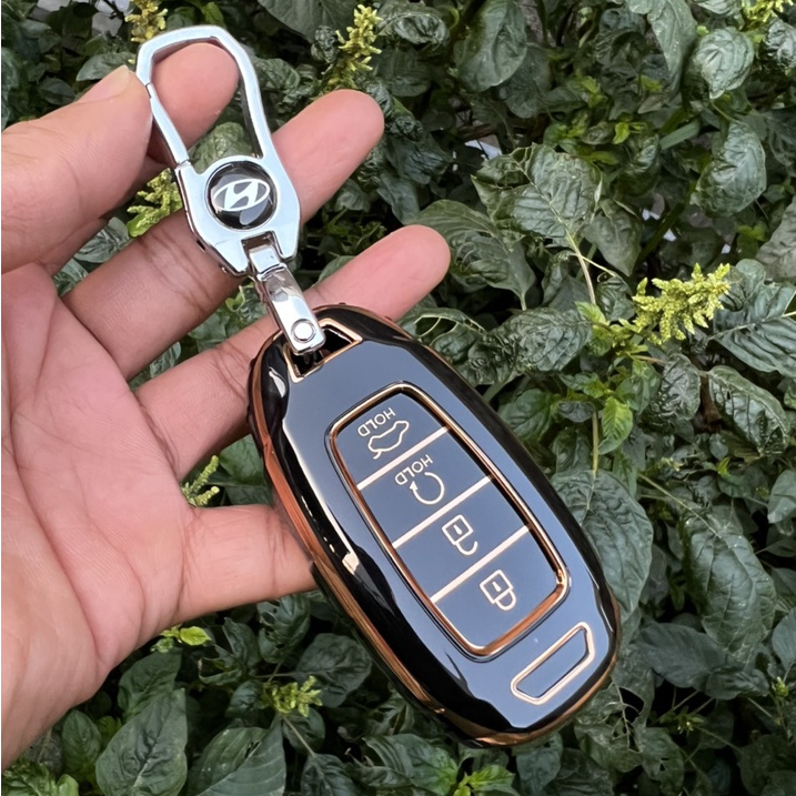 Ốp Khóa Đen vàng Huyndai Accent 2021-2023 4 nút thông minh