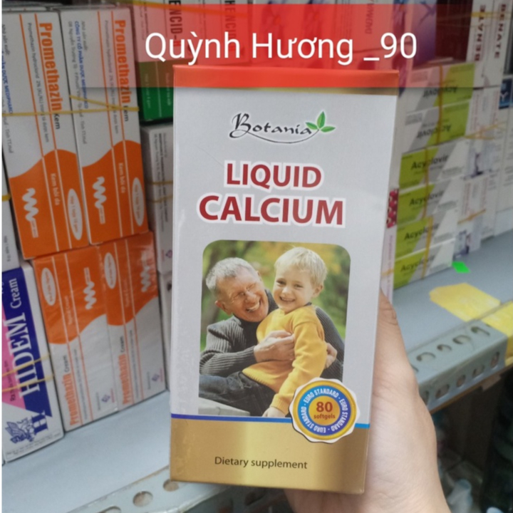 Viên uống LIQUID CALCIUM Botania lọ 80 viên giúp bổ sung canxi cho xương chắc khỏe